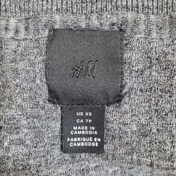 H&M Men's Heather Gray Textured Long Sleeve Round Neck Sweater Top Size XS - Picture 5 of 7